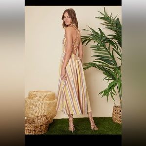 Striped criss cross strap dress